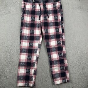 Fat Face Loungewear Pants Mens XL Black Red Blue Plaid Bicycle Pocket Sweatpants